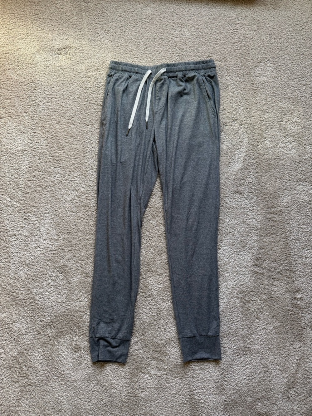 Men's Dark Gray Lightweight Jogger Sweatpants with White Drawstring